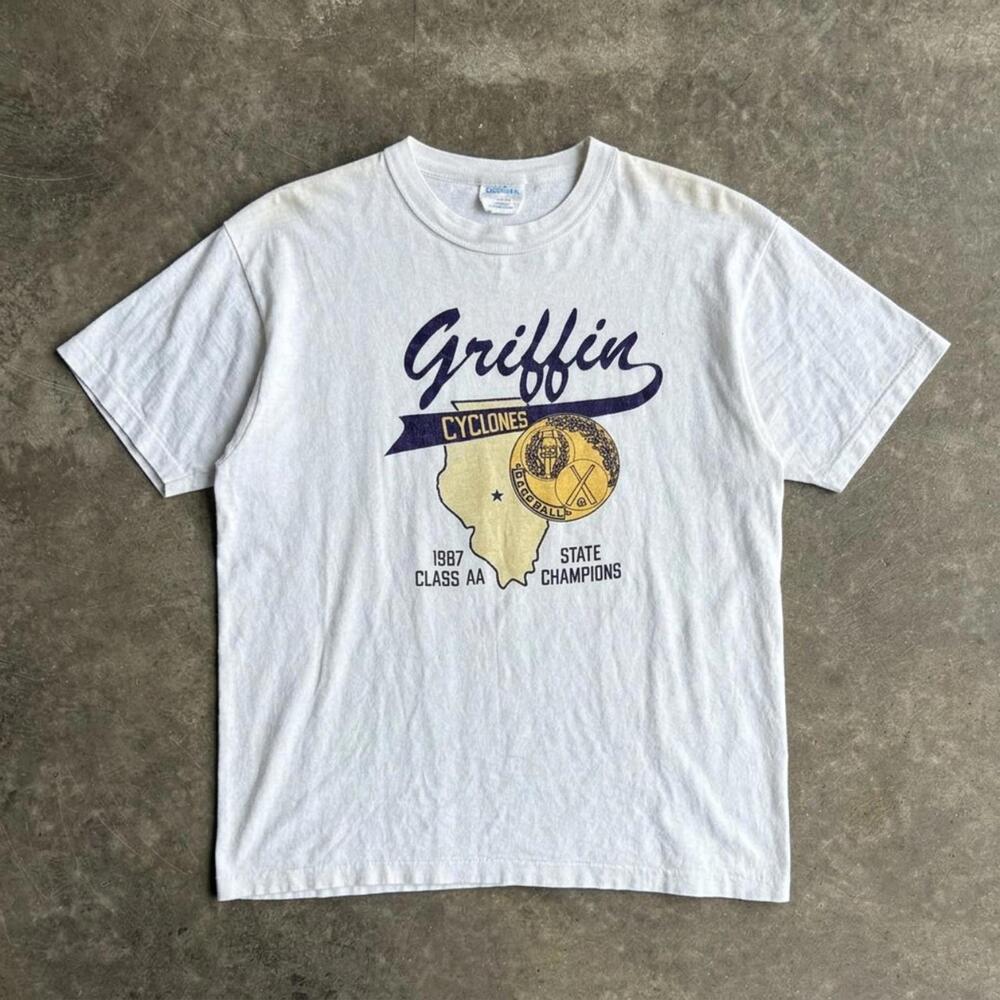 Vintage Griffin Cyclones Graphic T-Shirt – 1987 State Champions Baseball Tee